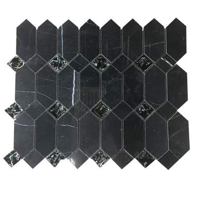 Azulejo de mosaico de mármol de cristal de cristal de Nero Black Blend de Stonetex Nuevo diseño
